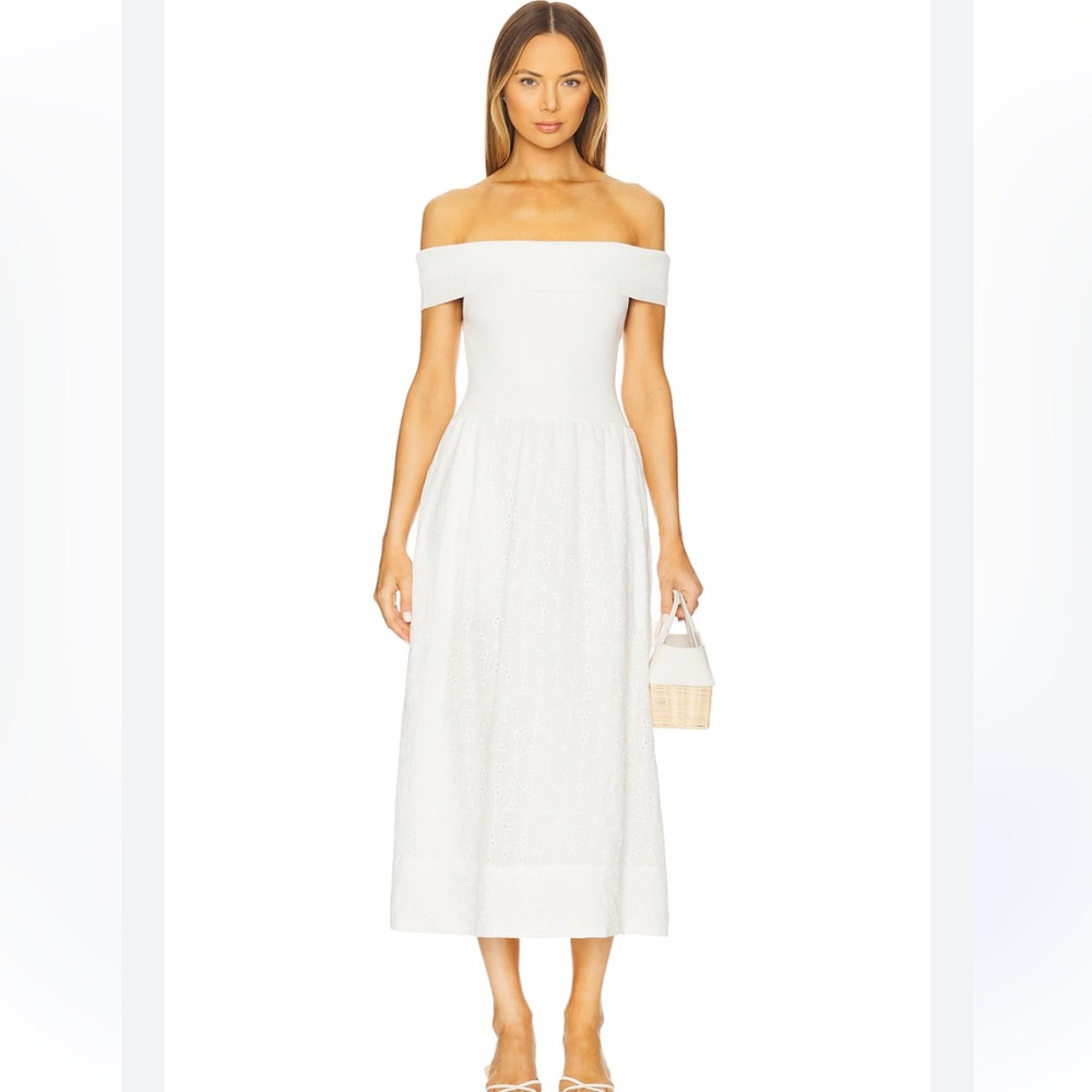 Astr Mixed Media Off the Shoulder Dress